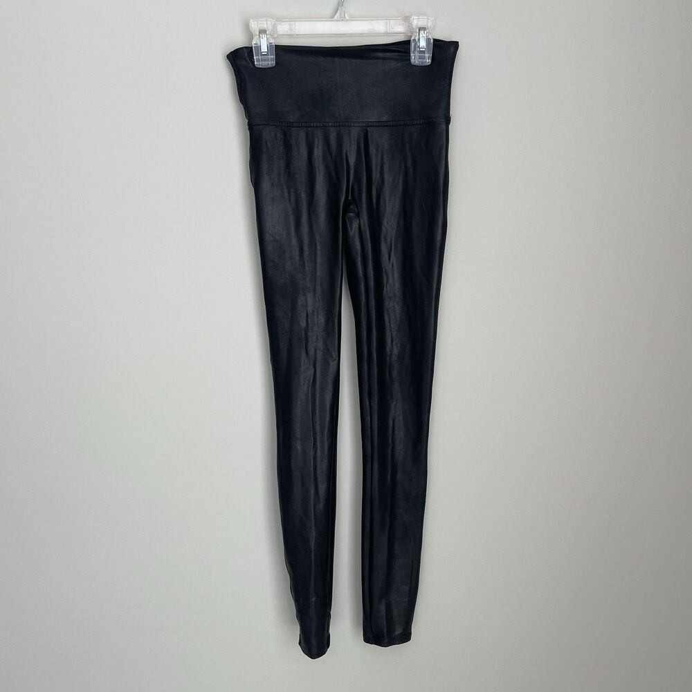 Spanx Size S Black High Rise Full Length Leggings Faux Leather